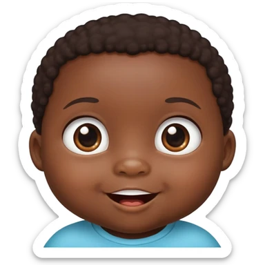 Adorable black baby with chubby cheeks, bright happy smiling eyes, looking intelligent and curious sticker