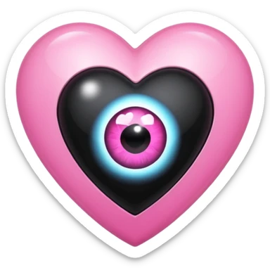 A black heart Gem with a pink eye in the center sticker