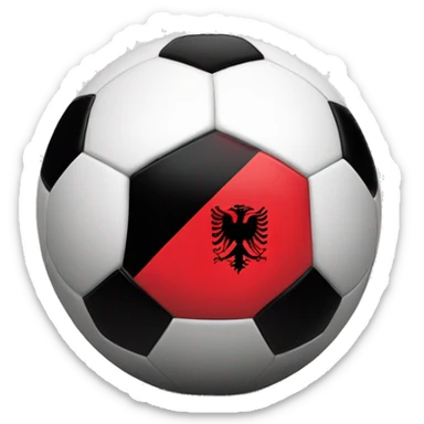 Albanian flag behind a soccer ball sticker