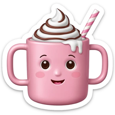 Marshmallow pink hot chocolate no face sticker