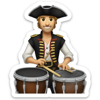 clean shaven pirate drummer sticker