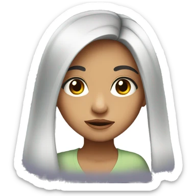 Cute hispanic girl with big eyes and long hair sticker