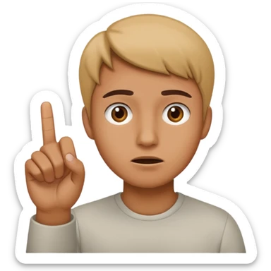 straight face confused holding up finger  sticker