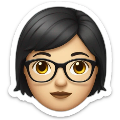 Chubby girl with short and black hair and optical glasses sticker