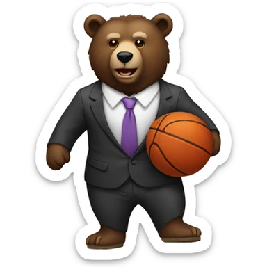 bear with suit and basketball sticker