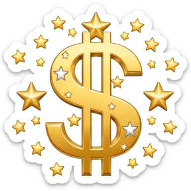 united states dollar sign with stars and hearts and sparkles sticker