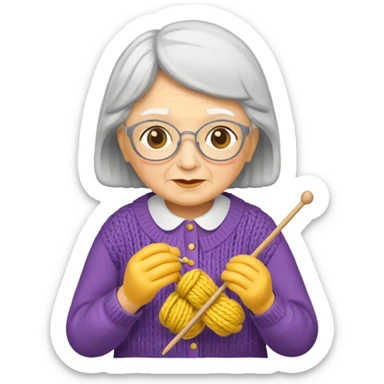 knitting grandma yellow sticker
