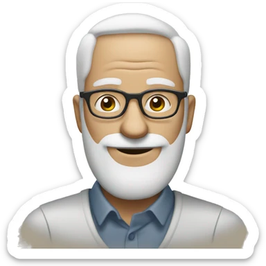 White Bald greying bearded man with glasses drinking Starbucks sticker