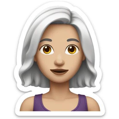 white woman with shoulder length dark purple hair sticker
