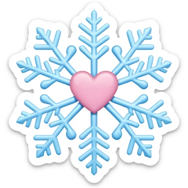 snowflake pink heart color white baby blue and pink sticker