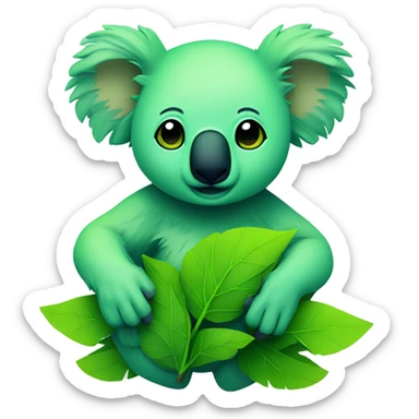 neon green koala with green leafs sticker