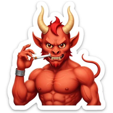 Diablito de cara roja con un cigarro pero el cigarro en la boca y menos humanoide sticker