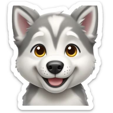 Husky puppy , light gray , happy face sticker