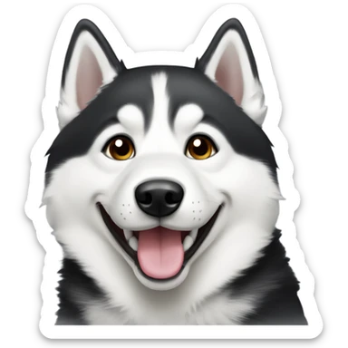 Siberian husky black and white smile sticker