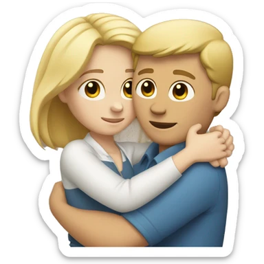 one white woman and one white man hug each other sticker