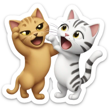 Cat slapping cat sticker