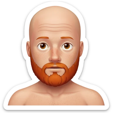  white man with  no hair freckles and red beard a little chunky posing without a shirt  sticker
