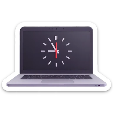 compact laptop with a clock icon overlay, symbolizing significant admin workload sticker