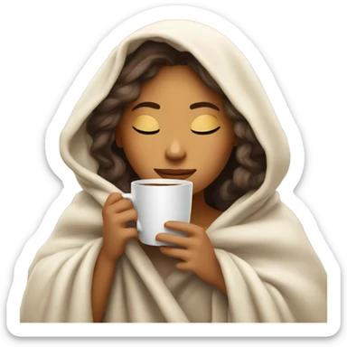 Light girl inside a blanket sipping coffee eyes closed sticker