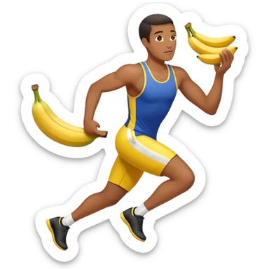 Athlete with prize in hand bleeping on banana peel  sticker