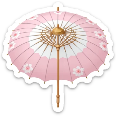 A cute pastel pink and white Sakura parasol  sticker