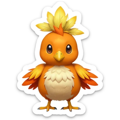 Torchic, the small orange fire-type chick Pokémon with yellow feathers on head and small beak sticker