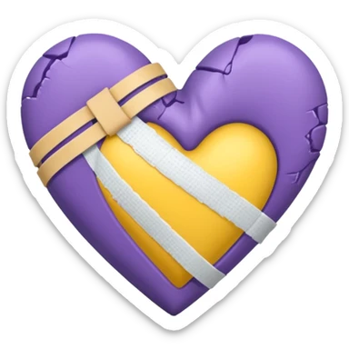 purple and yellow black heart with bandage sticker