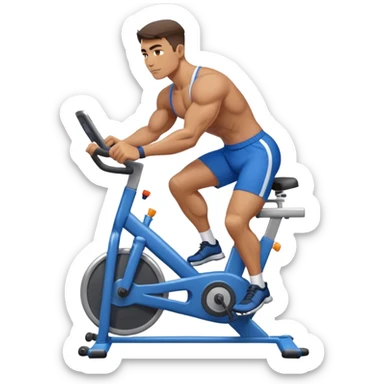 buff guy blue shorts stationary bike sticker