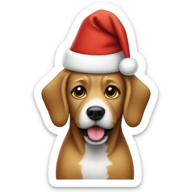 Dog wearing a Santa hat sticker
