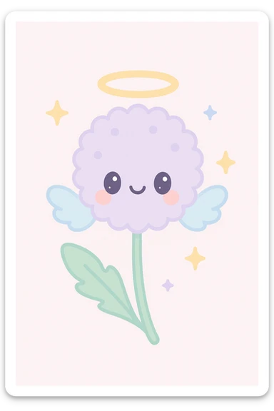 a dandelion with a halo and wings sticker
