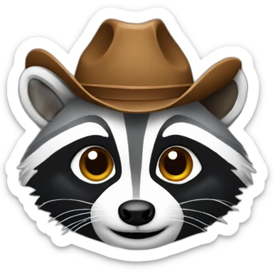 raccoon with a cowboy hat sticker