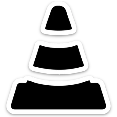 Create a flat, modern version of the VLC logo (traffic cone) in a flat icon style with clean lines, minimal shading, and simple, minimalistic design. The cone should be orange and white, clear and recognizable, with a fully transparent background. sticker