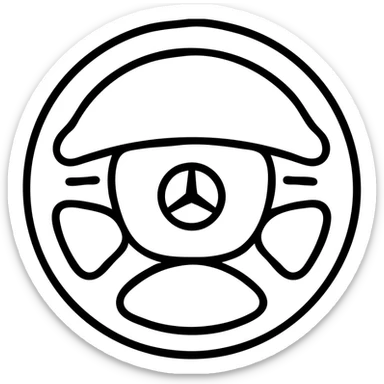 outlined icon of a Mercedes steering wheel sticker