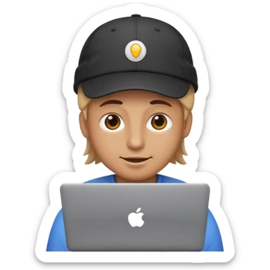 generate a person emoji with his laptop with cap too sticker