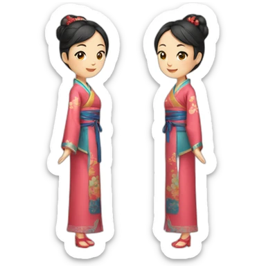 Chinese lady wear Chinese traditional clothes sticker