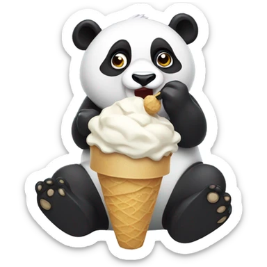 Panda eating ice cream sticker