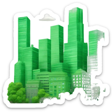 green buildings city skyline   sticker