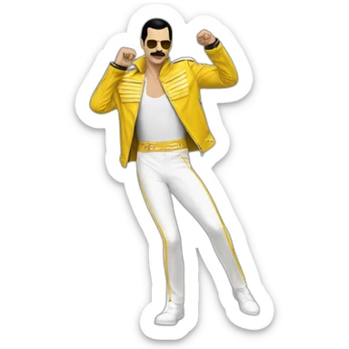 freddie mercury yellow jacket white pants dance sticker