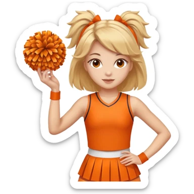 cheerleader with pom poms in an orange uniform ￼ sticker