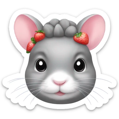 chinchilla with strawberry and pastel bow on its head￼ sticker
