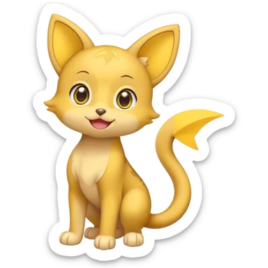 Shinx, round ears, yellow star on tail, full body, big eyes, happy sticker