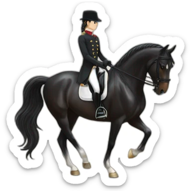 Black dressage horse sticker
