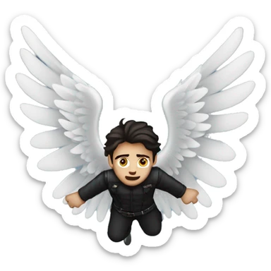 dark angel falling from the sky, caucasian dark haired man sticker