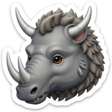 woolly rhino with huge horn sticker