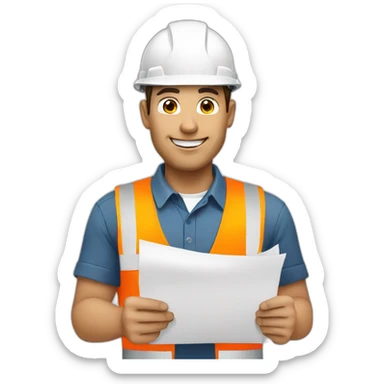  Civil engineer holding a paper sticker