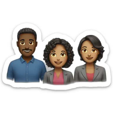 3 diverse coworkers sticker