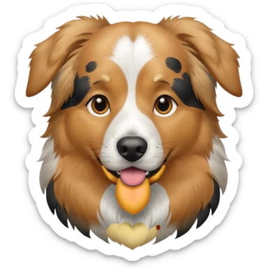 Australian Shepherd golden retriever tan eyebrows around nose and mouth black and speckled grey fur on chest. sticker