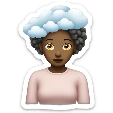 thinking girl with cloud of thoughts  sticker