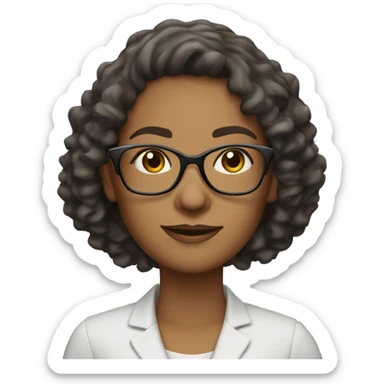 withe woman teacher of English with medium curly hair and glasses  sticker