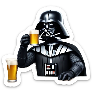 pik Darth vader drinking beer sticker